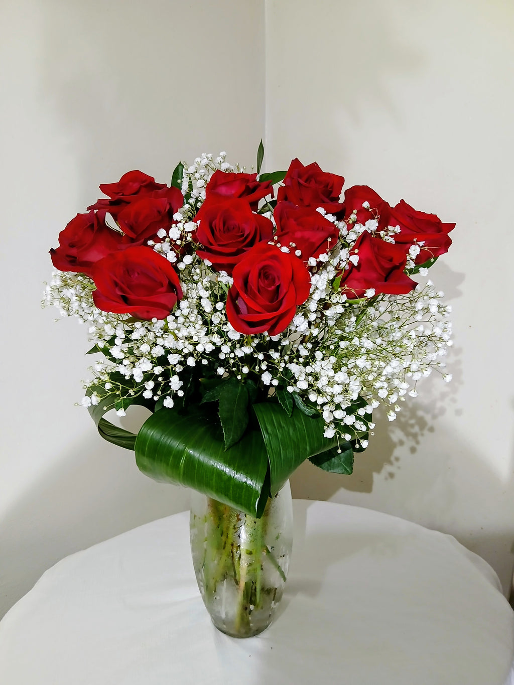 One Dozen Roses Vased